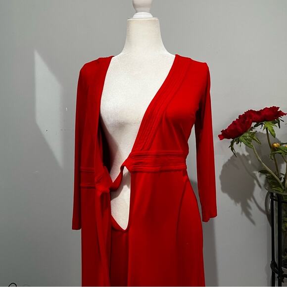 NEW Ann Taylor Modal Classic Fit Flare A-line V-Neck Belted Wrap Midi Dress 0 - Picture 3 of 16